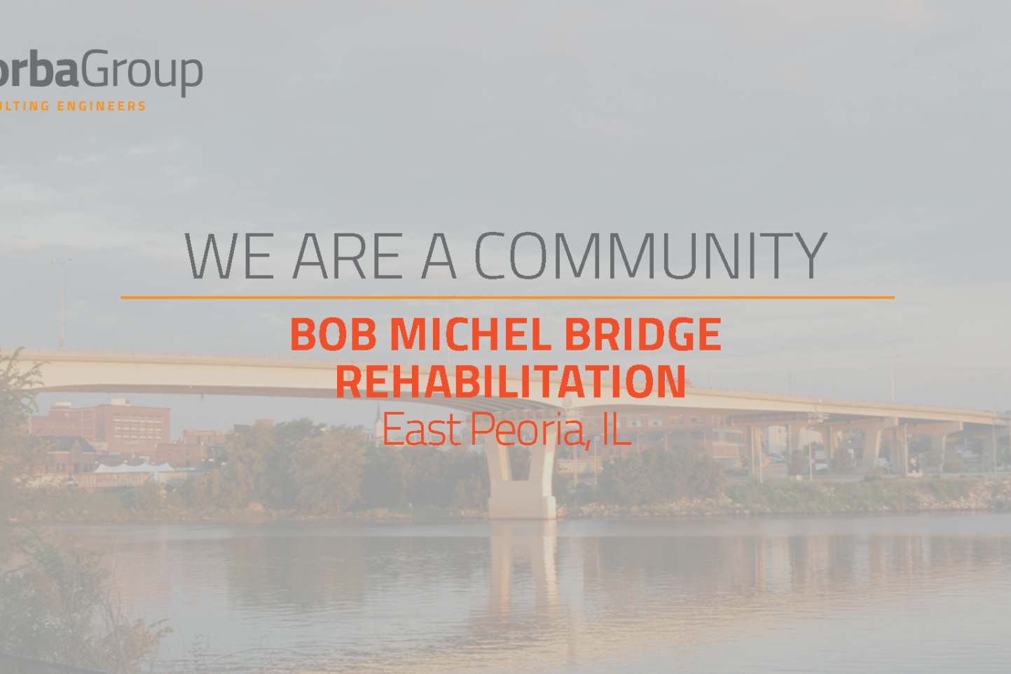 A bridge with the words we are a community in front of it.