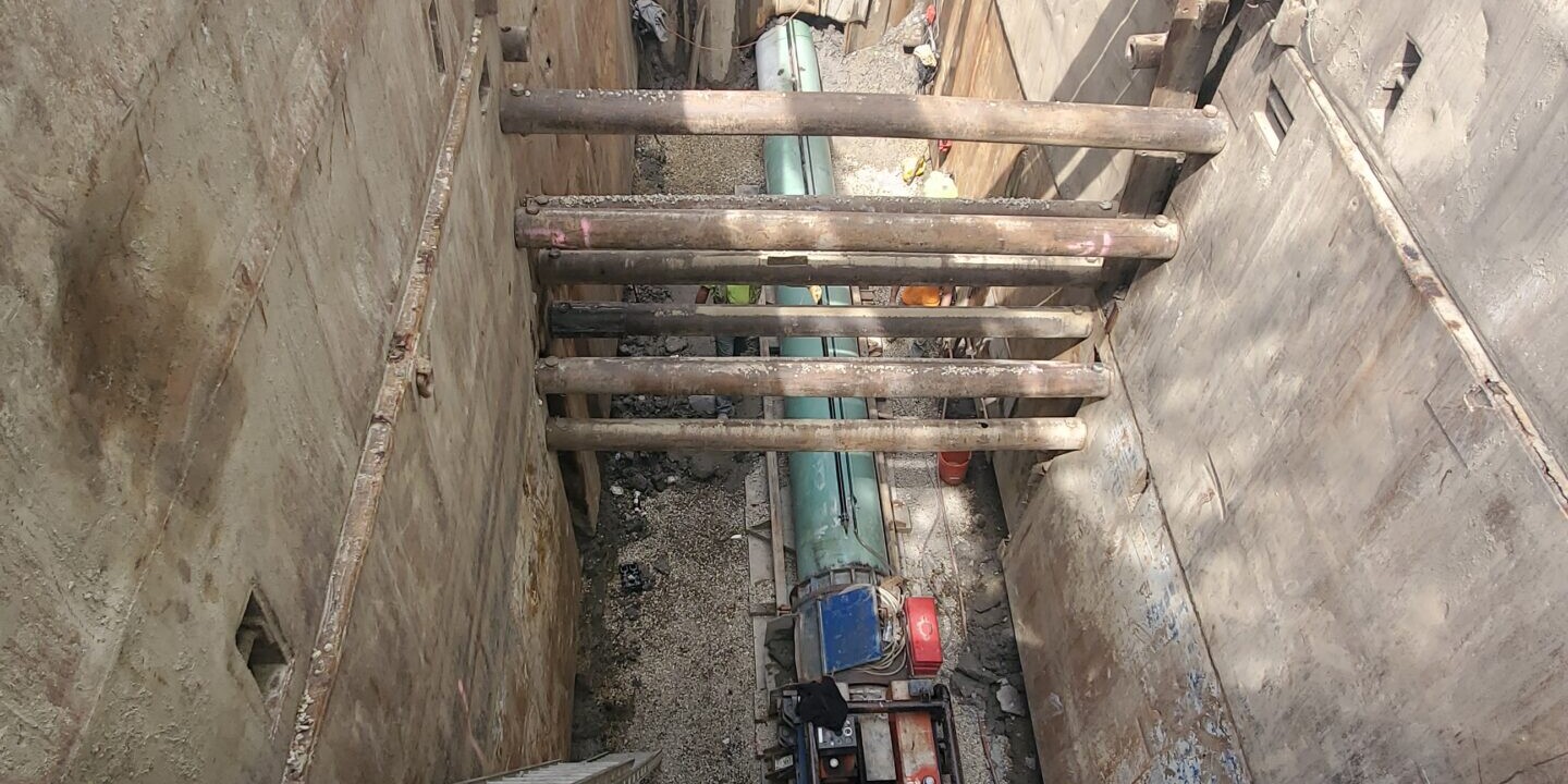 A view of the inside of an underground tunnel.