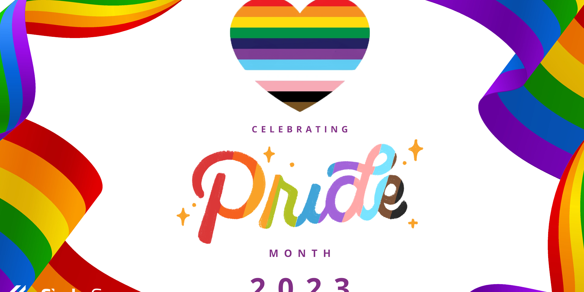 A heart with the words celebrating pride month in it.